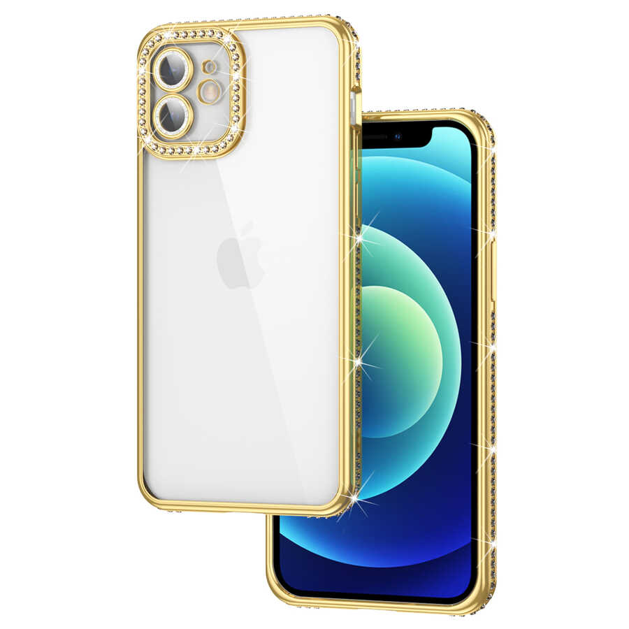 Apple iPhone 11 Kılıf Kamera Korumalı Taşlı Zore Mina Kapak
