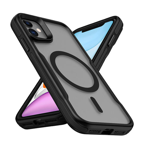 Apple iPhone 11 Kılıf M-safe Şarj Özellikli Renkli Kenar Airbag Şeritli Zore Lamer Kapak