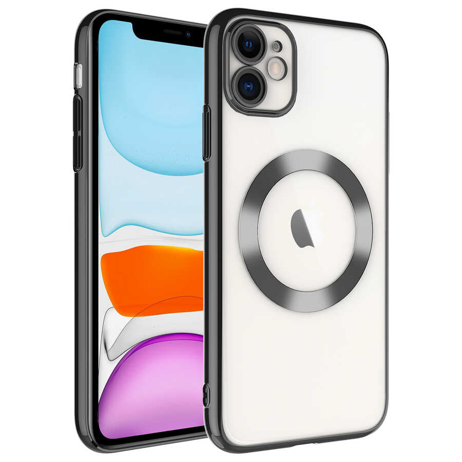 Apple iPhone 11 Kılıf Wireless Şarj Özellikli Sert PC Zore Riksos M-safe Kapak