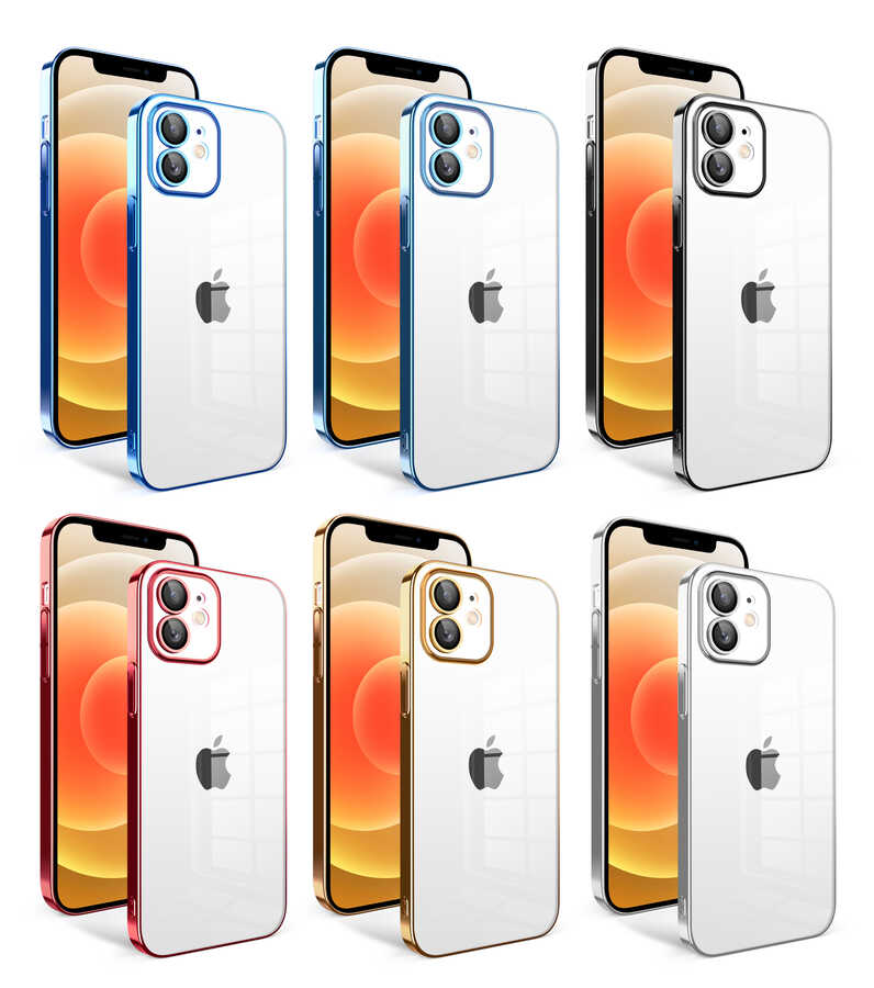Apple iPhone 12 Kılıf Kamera Korumalı Renkli Çerçeveli Zore Garaj Kapak