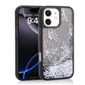 Apple iPhone 12 Case Liquid Glitter Butterfly Print Transparent Back Zore Glis Silicone Cover