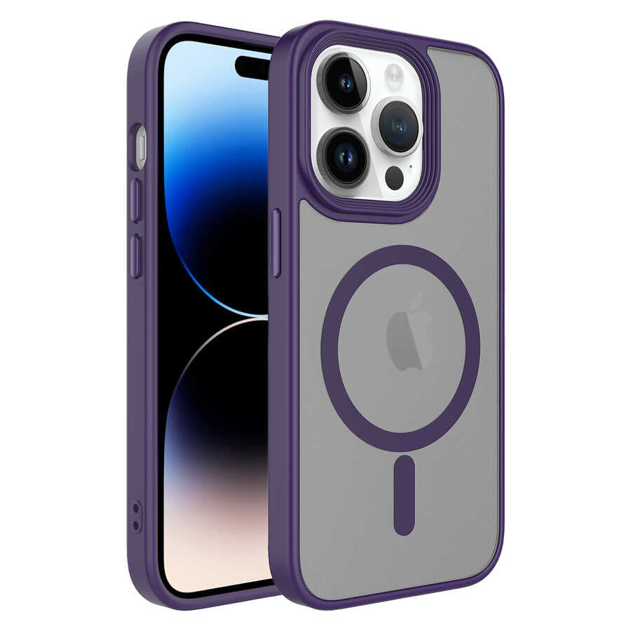 Apple iPhone 12 Pro Kılıf Mat Arka Yüzey Wireless Şarj Özellikli Zore Flet M-safe Kapak