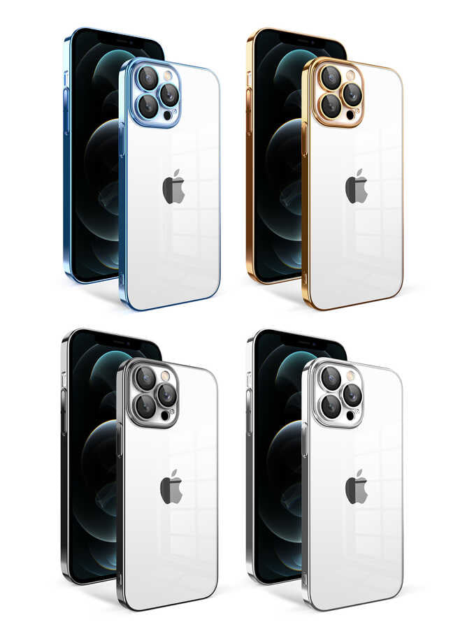 Apple iPhone 12 Pro Max Kılıf Kamera Korumalı Renkli Çerçeveli Zore Garaj Kapak