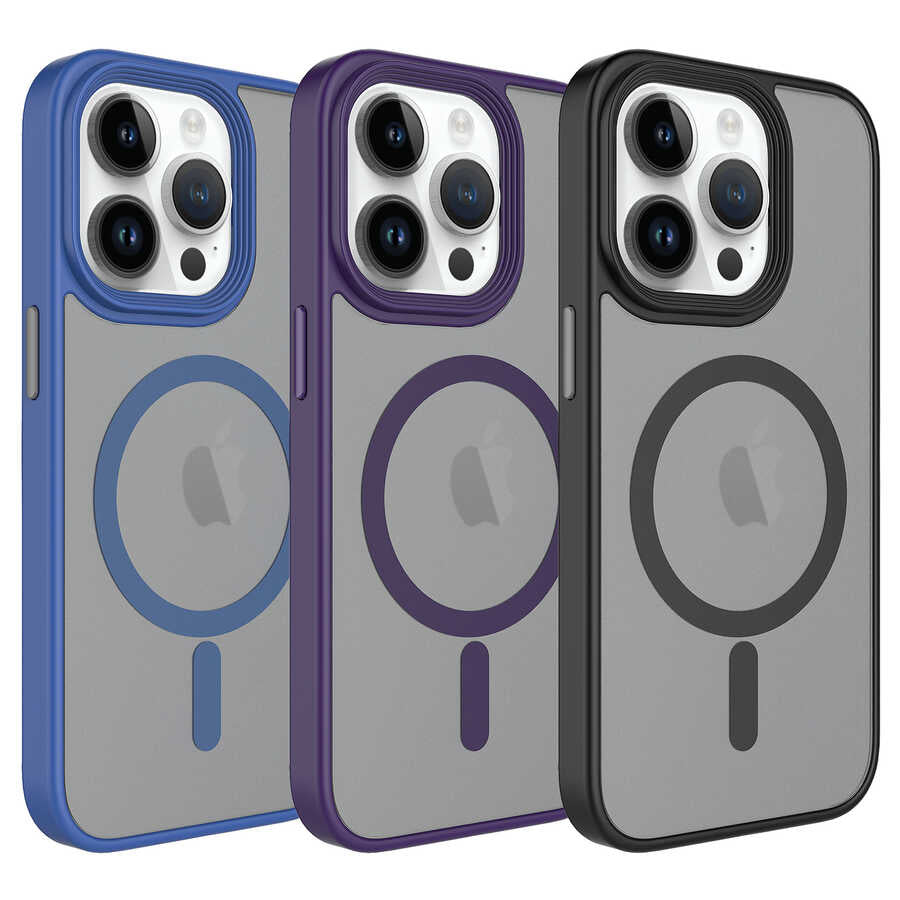 Apple iPhone 12 Pro Max Kılıf Mat Arka Yüzey Wireless Şarj Özellikli Zore Flet M-safe Kapak