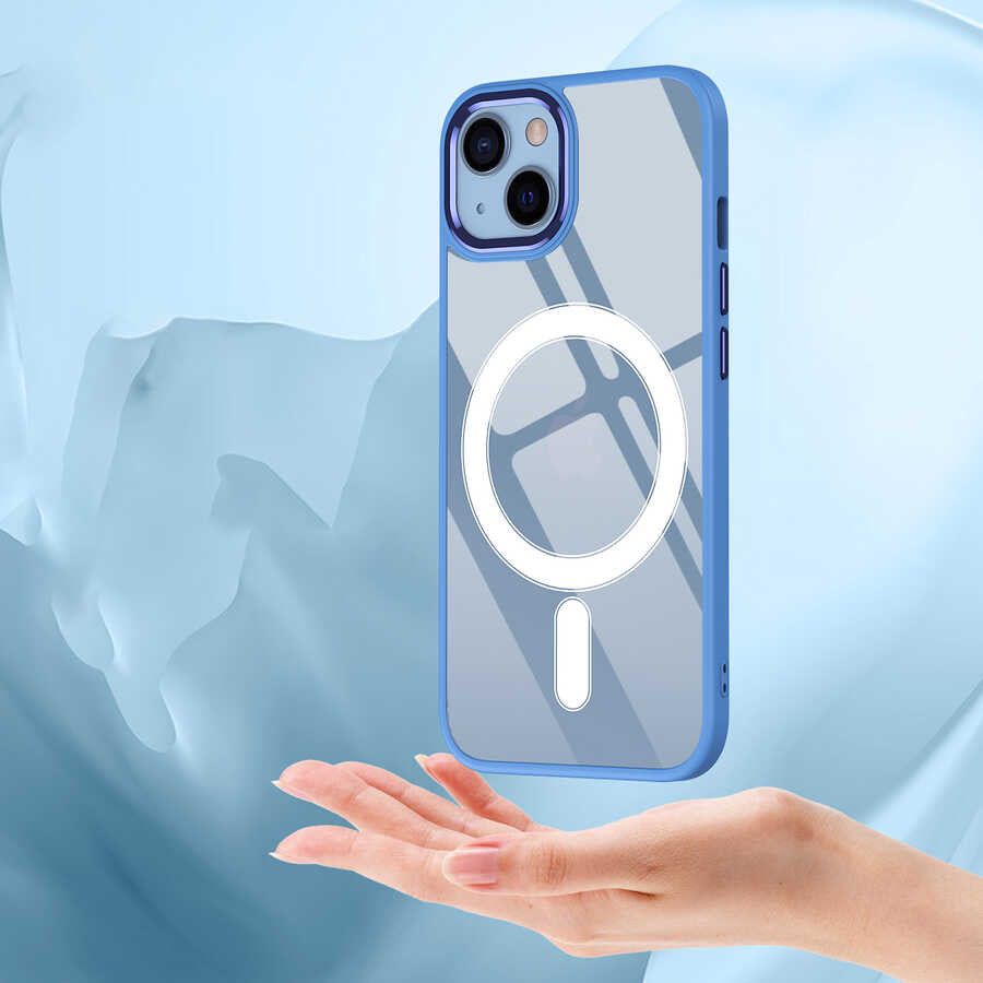 Apple iPhone 13 Kılıf Wireless Şarj Özellikli Zore Krom M-safe Silikon Kapak