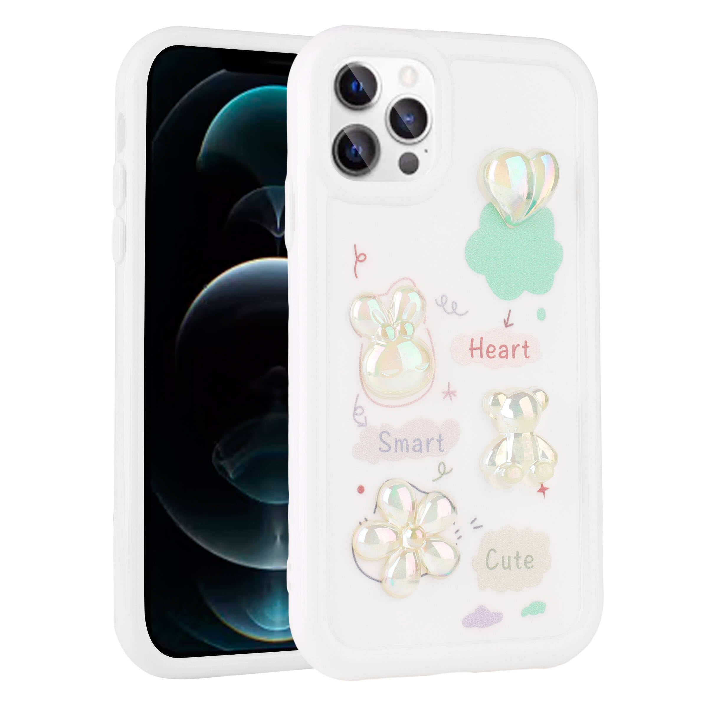 Apple iPhone 13 Pro Kılıf Kabartma Figürlü Parlak Zore Toys Silikon Kapak