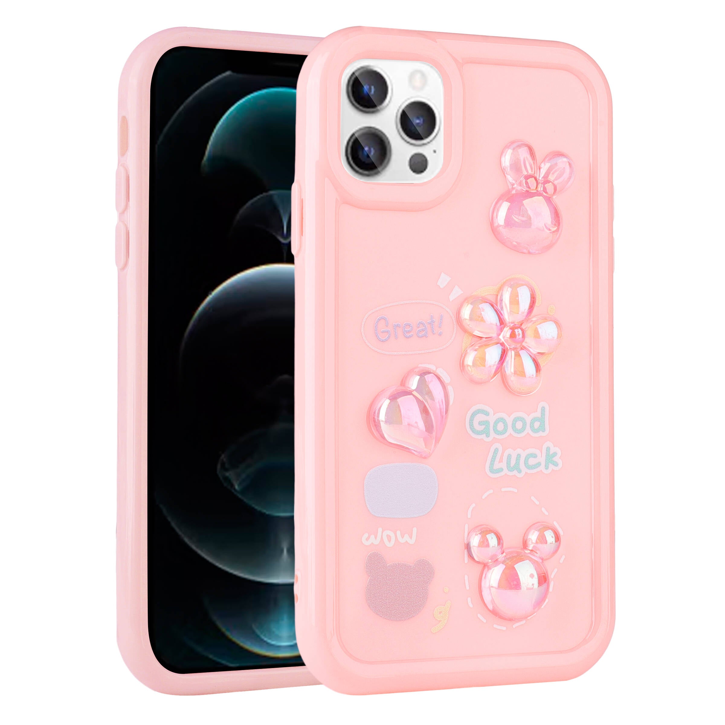 Apple iPhone 13 Pro Kılıf Kabartma Figürlü Parlak Zore Toys Silikon Kapak
