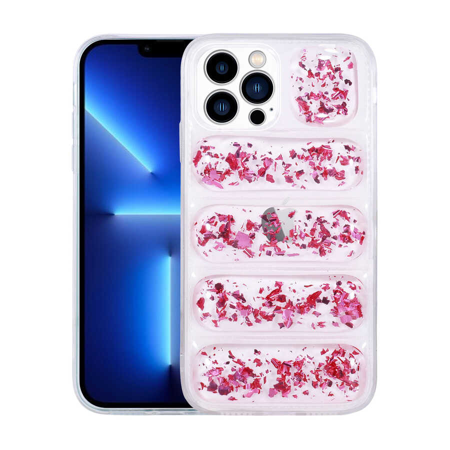 Apple iPhone 13 Pro Kılıf Kamera Korumalı Simli Airbag'li Zore Dalga Kapak
