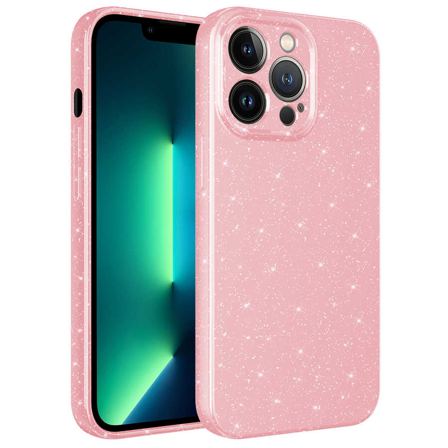 Apple iPhone 13 Pro Kılıf Kamera Korumalı Simli Lüks Zore Koton Kapak