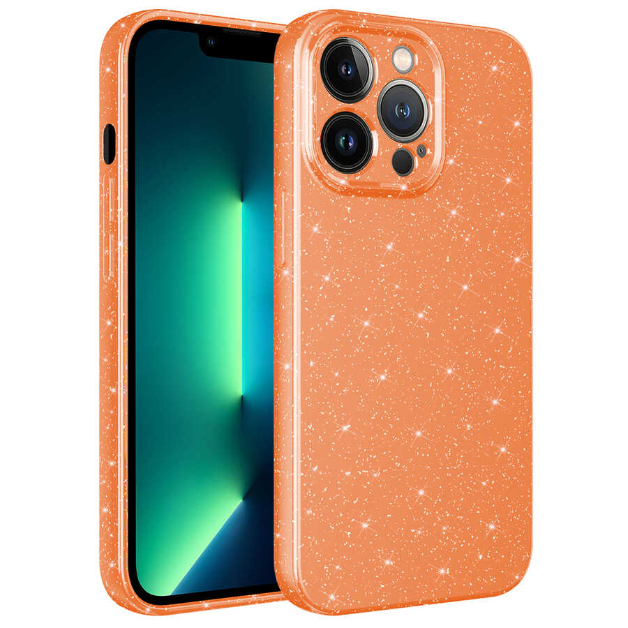 Apple iPhone 13 Pro Kılıf Kamera Korumalı Simli Lüks Zore Koton Kapak