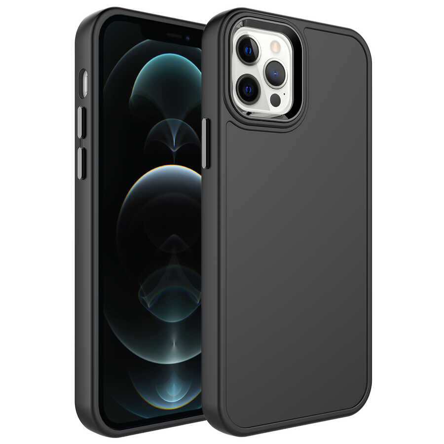 Apple iPhone 13 Pro Kılıf Metal Çerçeve ve Buton Tasarımlı Sert Zore Botox Kapak