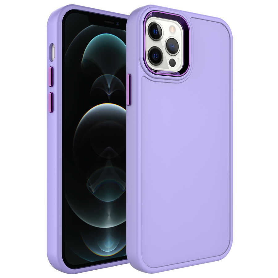 Apple iPhone 13 Pro Kılıf Metal Çerçeve ve Buton Tasarımlı Sert Zore Botox Kapak
