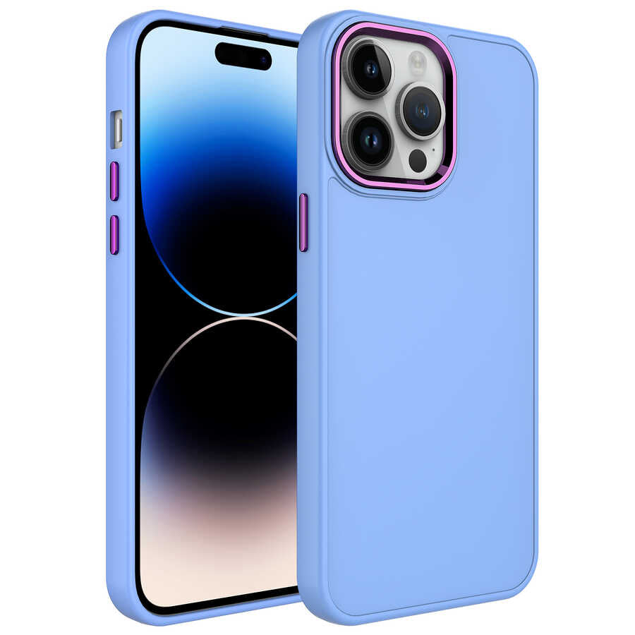 Apple iPhone 13 Pro Kılıf Metal Çerçeve ve Buton Tasarımlı Silikon Zore Luna Kapak