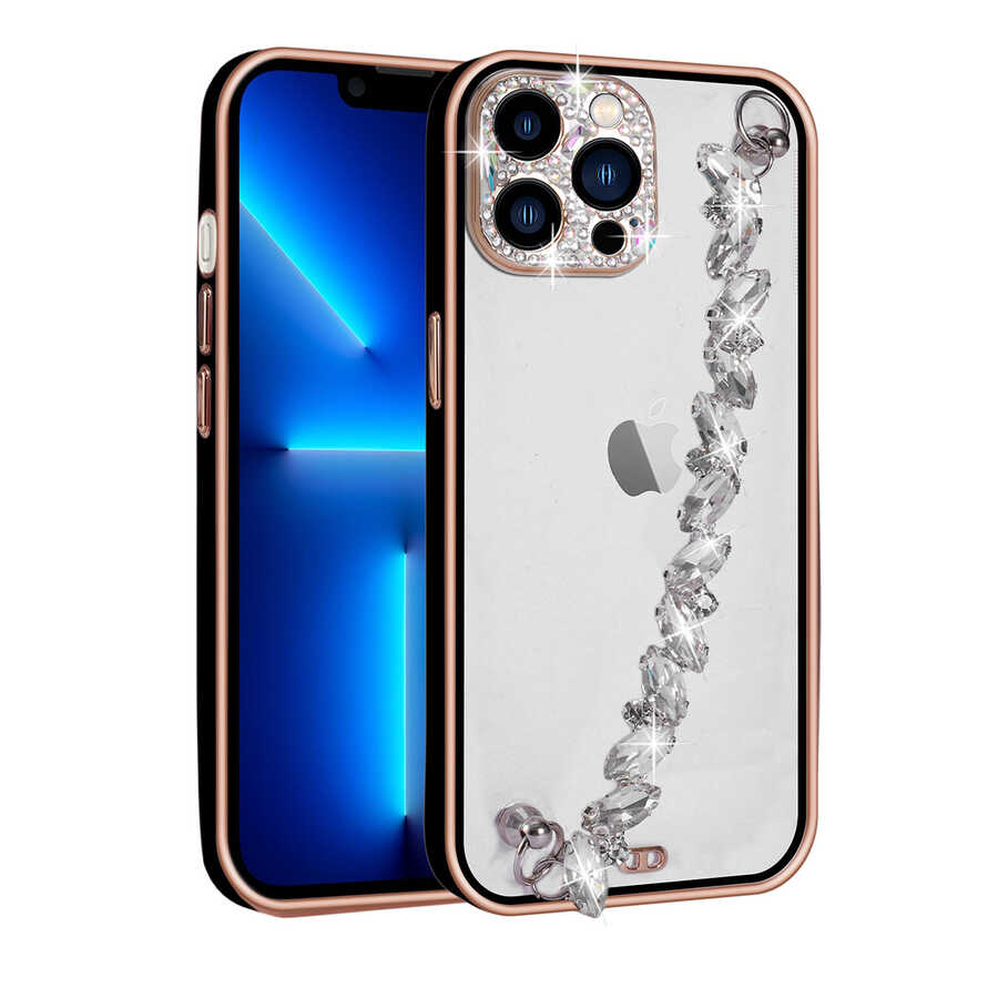 Apple iPhone 13 Pro Kılıf Taş Süslemeli Kamera Korumalı El Tutamaçlı Zore Blazer Kapak