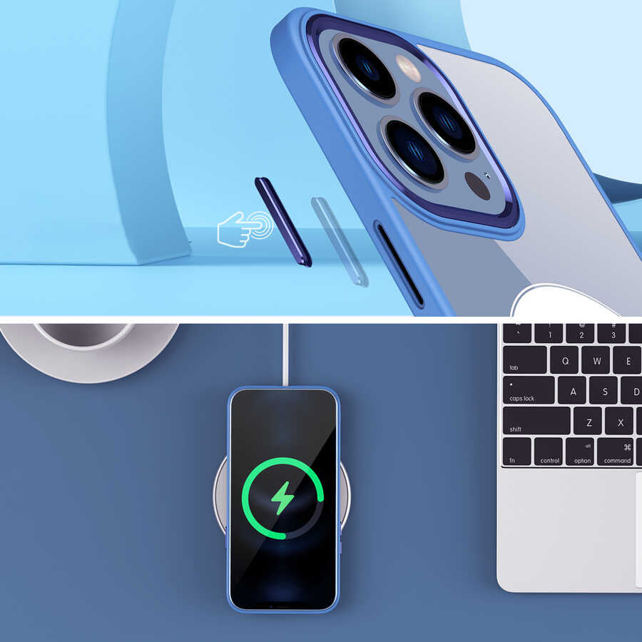 Apple iPhone 13 Pro Kılıf Wireless Şarj Özellikli Zore Krom M-safe Silikon Kapak