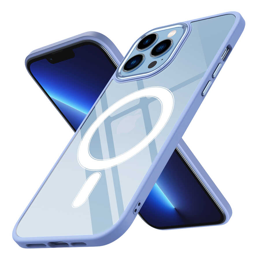 Apple iPhone 13 Pro Kılıf Wireless Şarj Özellikli Zore Krom M-safe Silikon Kapak