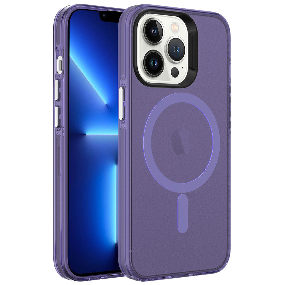 Apple iPhone 13 Pro Kılıf Zore M-safe Şarj Özellikli Buzlu Transparan C-Pro Sert Kapak
