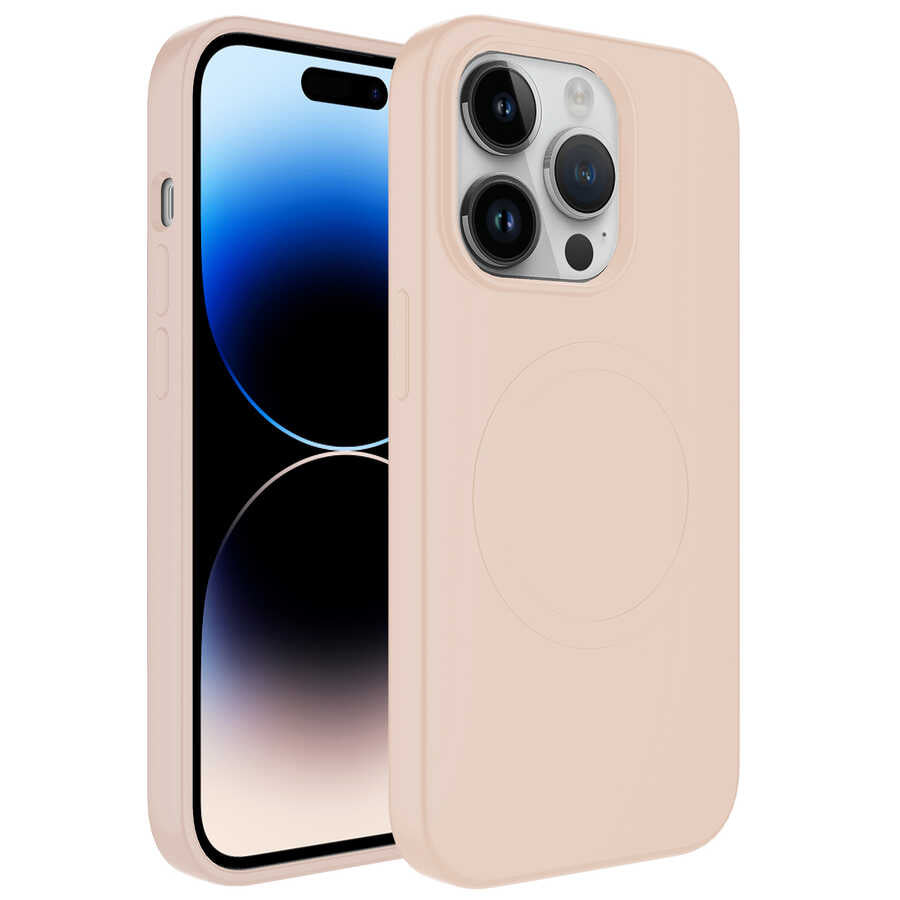 Apple iPhone 13 Pro Max Kılıf M-safe Wireless Şarj Özellikli Pastel Renk Silikon Zore Plas Kapak