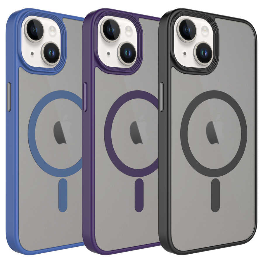 Apple iPhone 14 Kılıf Mat Arka Yüzey Wireless Şarj Özellikli Zore Flet M-safe Kapak