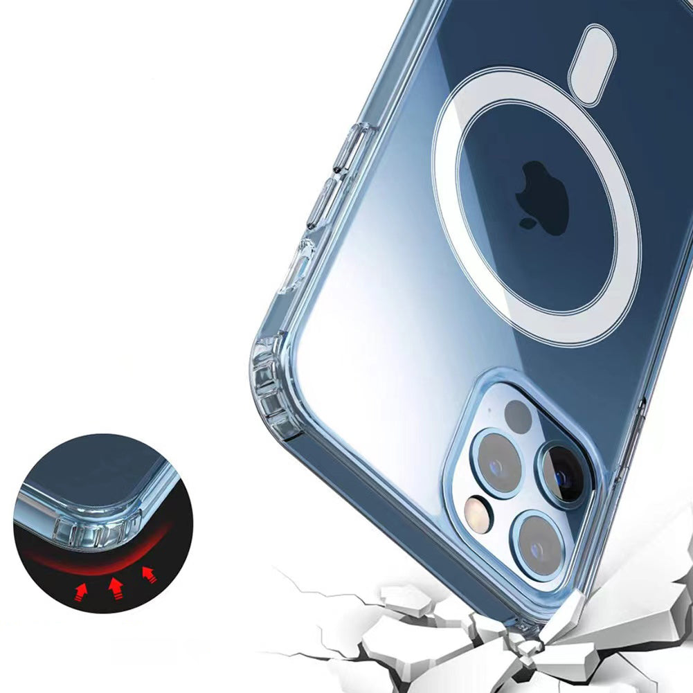 Apple iPhone 14 Pro Kılıf M-safe Şarj Özellikli Şeffaf Sert PC Zore Embos Kapak