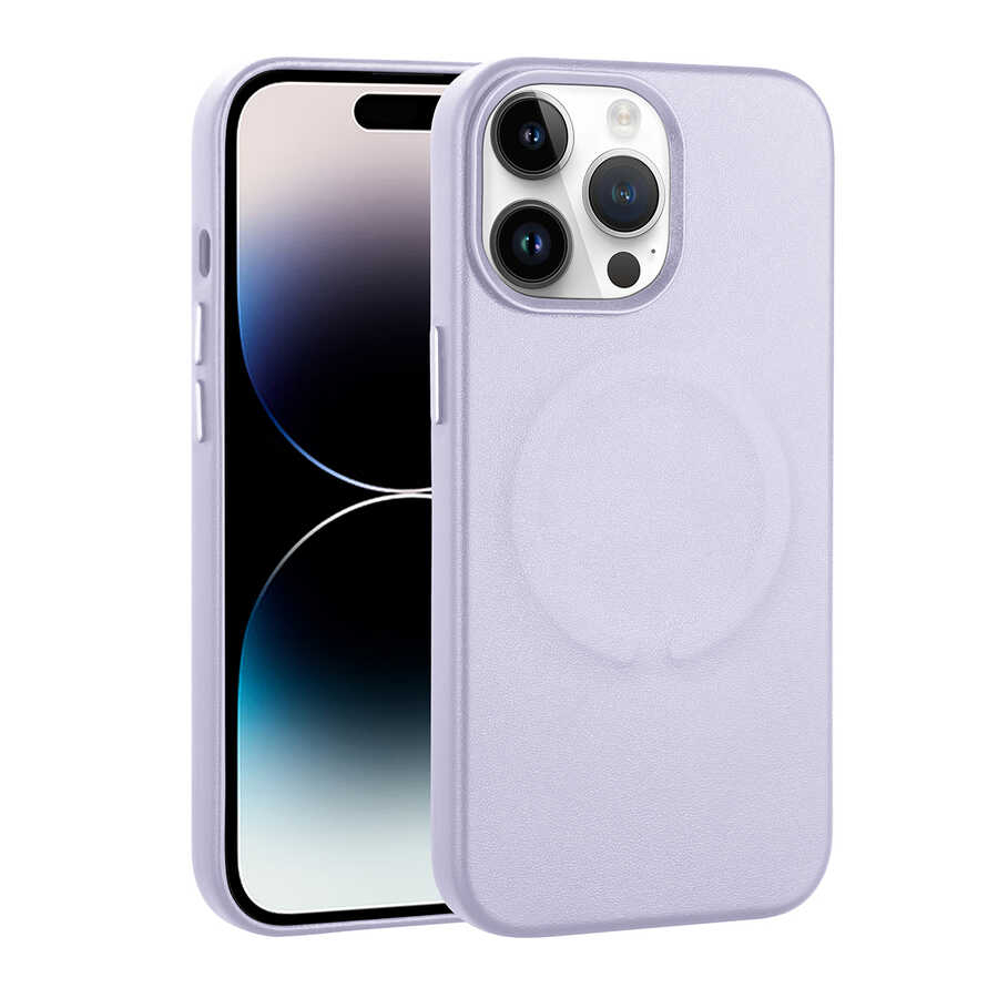 Apple iPhone 14 Pro Kılıf PU Deri M-safe Wireless Şarj Özellikli Zore Derix Kapak