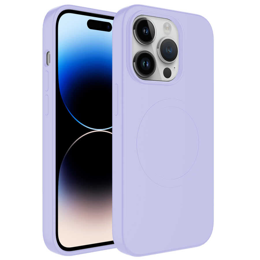 Apple iPhone 14 Pro Max Kılıf M-safe Wireless Şarj Özellikli Pastel Renk Silikon Zore Plas Kapak