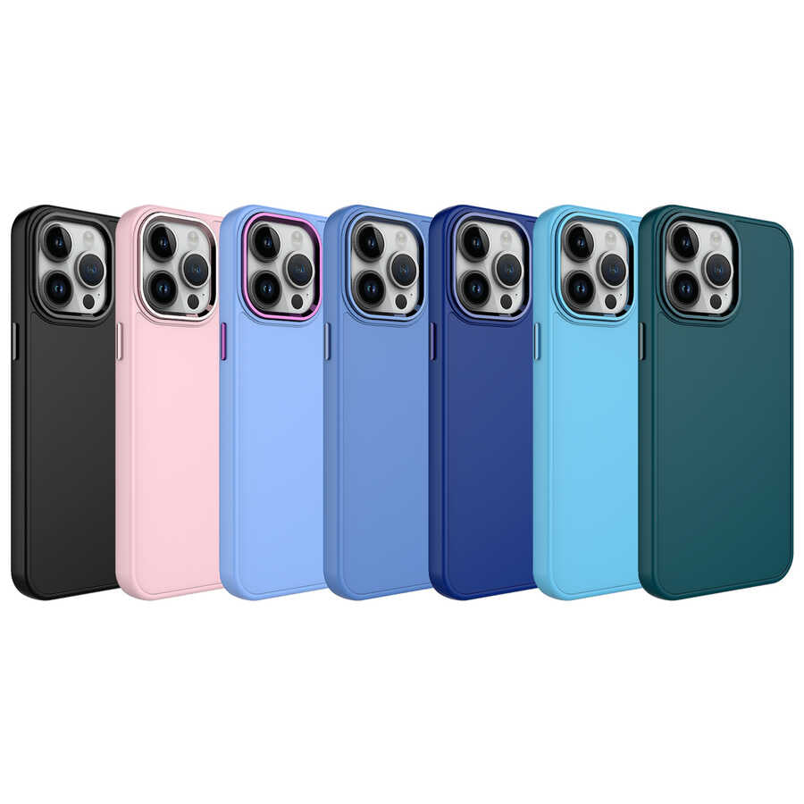 Apple iPhone 14 Pro Max Kılıf Metal Çerçeve ve Buton Tasarımlı Silikon Zore Luna Kapak