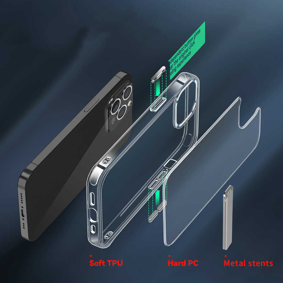 Apple iPhone 14 Pro Max Kılıf Standlı Şeffaf Silikon Zore L-Stand Kapak