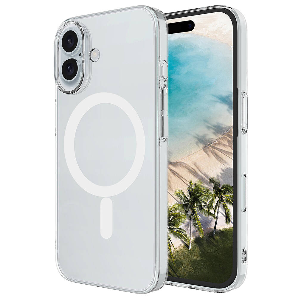 Apple iPhone 16 Plus Kılıf Zore M-safe Şarj Özellikli Şeffaf Tek Kamera Çerçeveli Portu Kapak