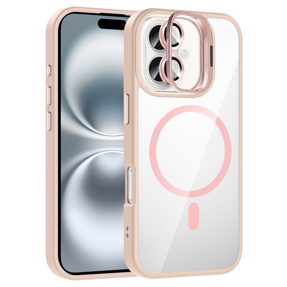 Apple iPhone 17 Kılıf Standlı ve Kamera Lens Hediyeli M-Safe Şarj Özellikli Zore Etro Kapak
