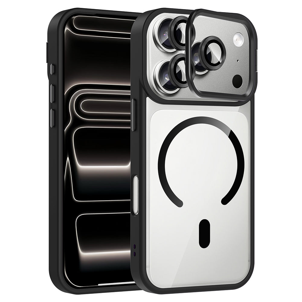 Apple iPhone 17 Pro Max Kılıf Standlı ve Kamera Lens Hediyeli M-Safe Şarj Özellikli Zore Etro Kapak