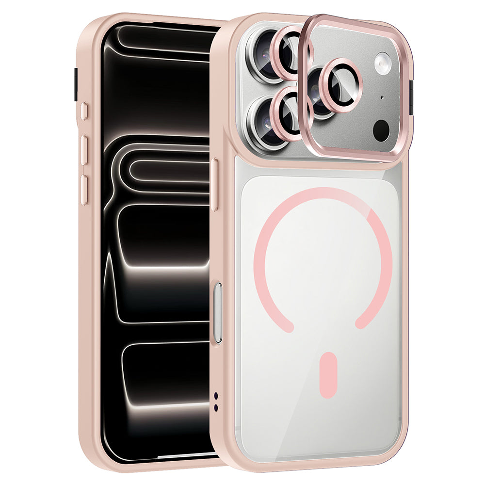 Apple iPhone 17 Pro Max Kılıf Standlı ve Kamera Lens Hediyeli M-Safe Şarj Özellikli Zore Etro Kapak