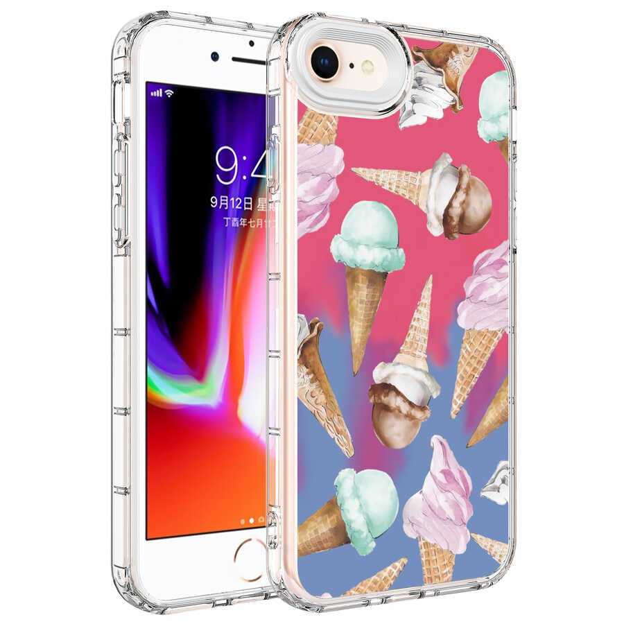 Apple iPhone SE 2020 Kılıf Kamera Korumalı Renkli Desenli Sert Silikon Zore Korn Kapak