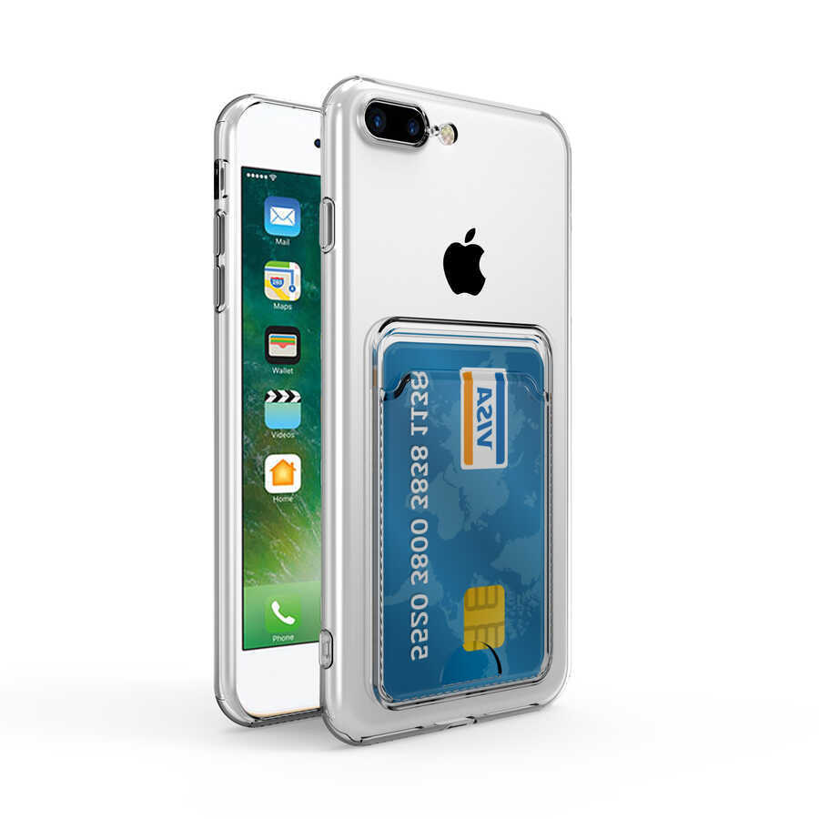 Apple iPhone SE 2020 Kılıf Kartlıklı Şeffaf Zore Setra Clear Silikon Kapak