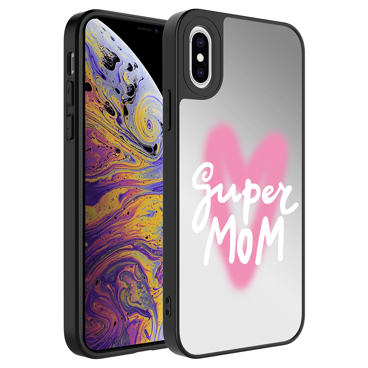 Apple iPhone XS 5.8 Case Mirrored Pattern Camera Protected Glossy Zore Mirror Cover