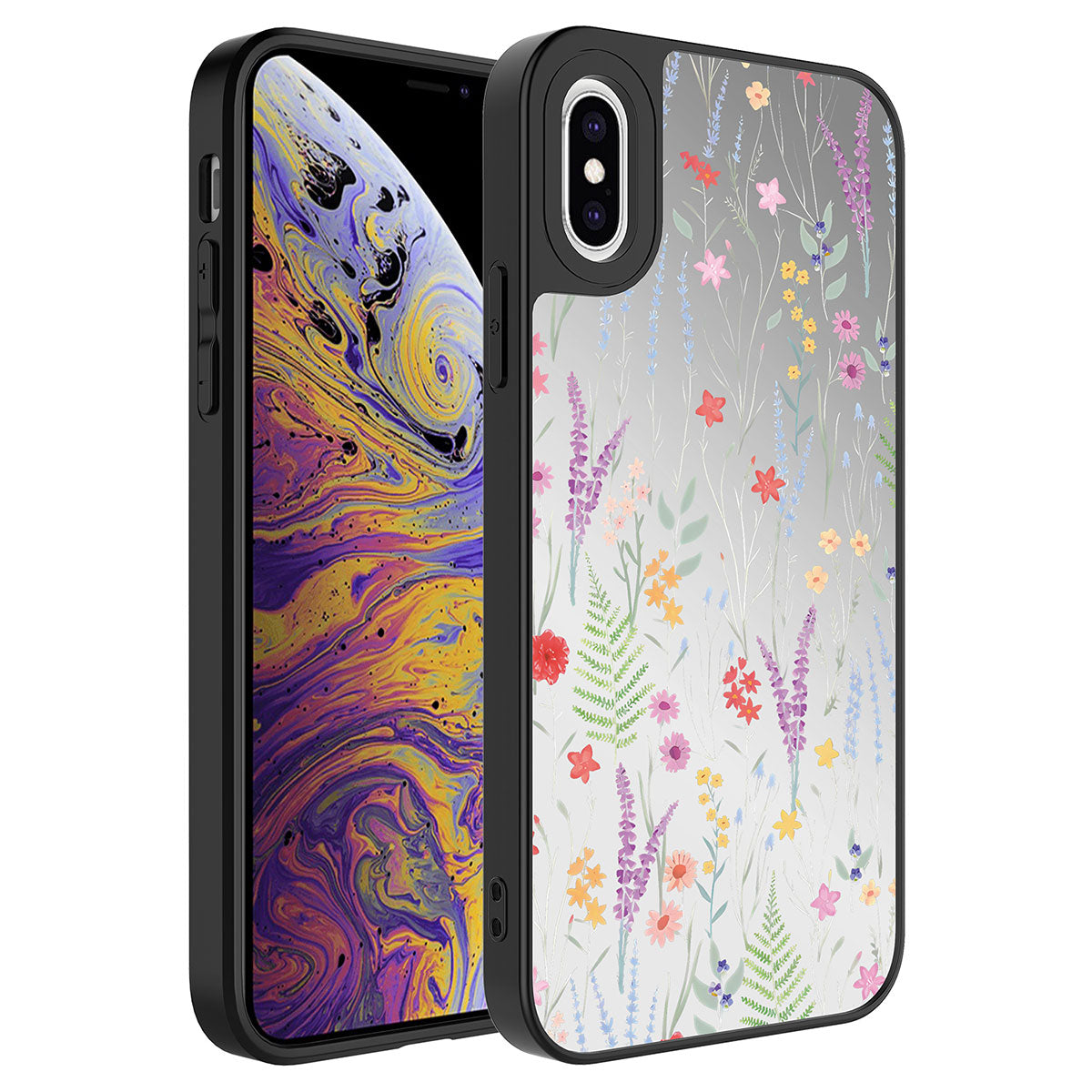 Apple iPhone XS 5.8 Case Mirrored Pattern Camera Protected Glossy Zore Mirror Cover