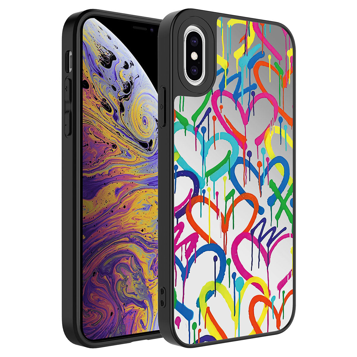 Apple iPhone XS 5.8 Case Mirrored Pattern Camera Protected Glossy Zore Mirror Cover