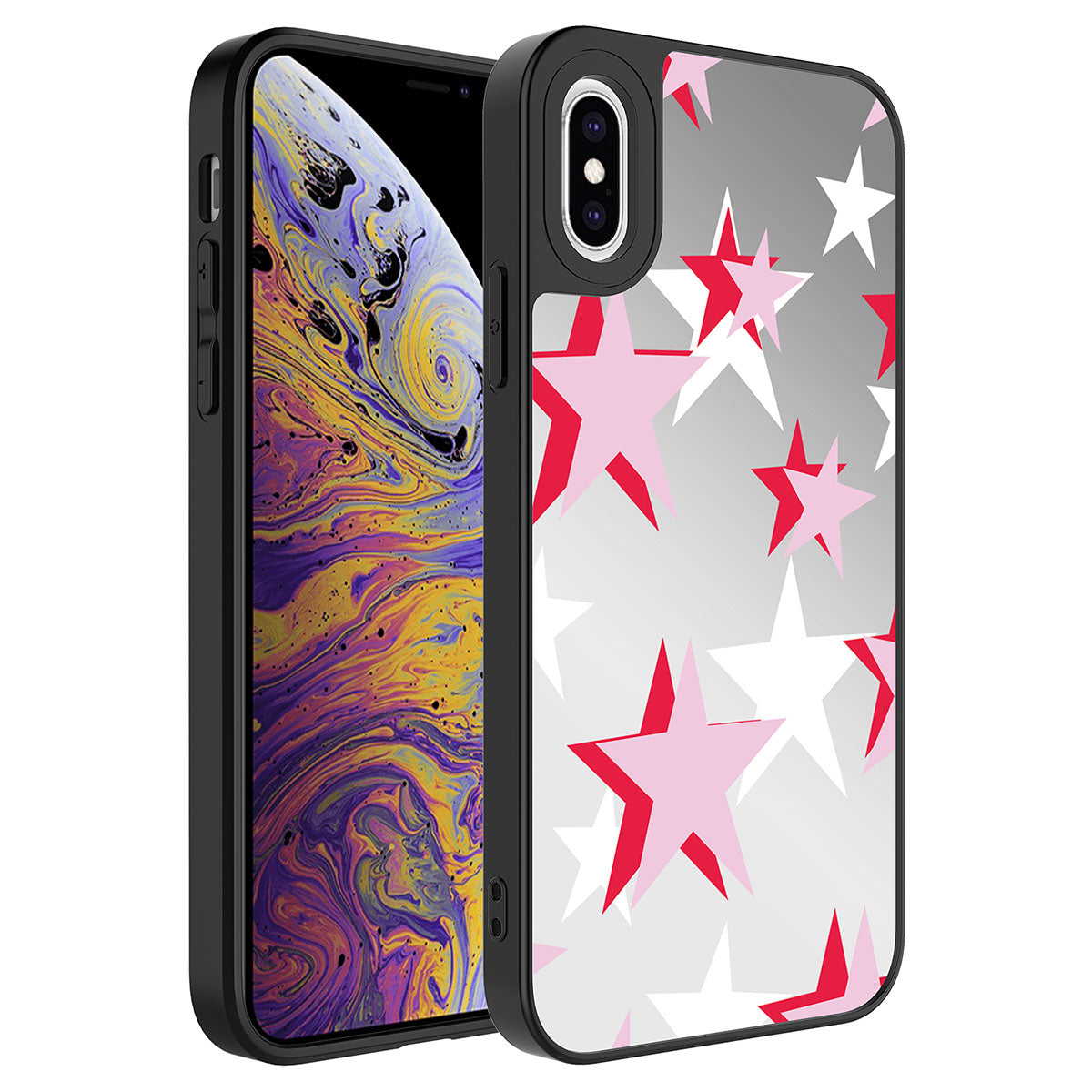 Apple iPhone XS 5.8 Case Mirrored Pattern Camera Protected Glossy Zore Mirror Cover