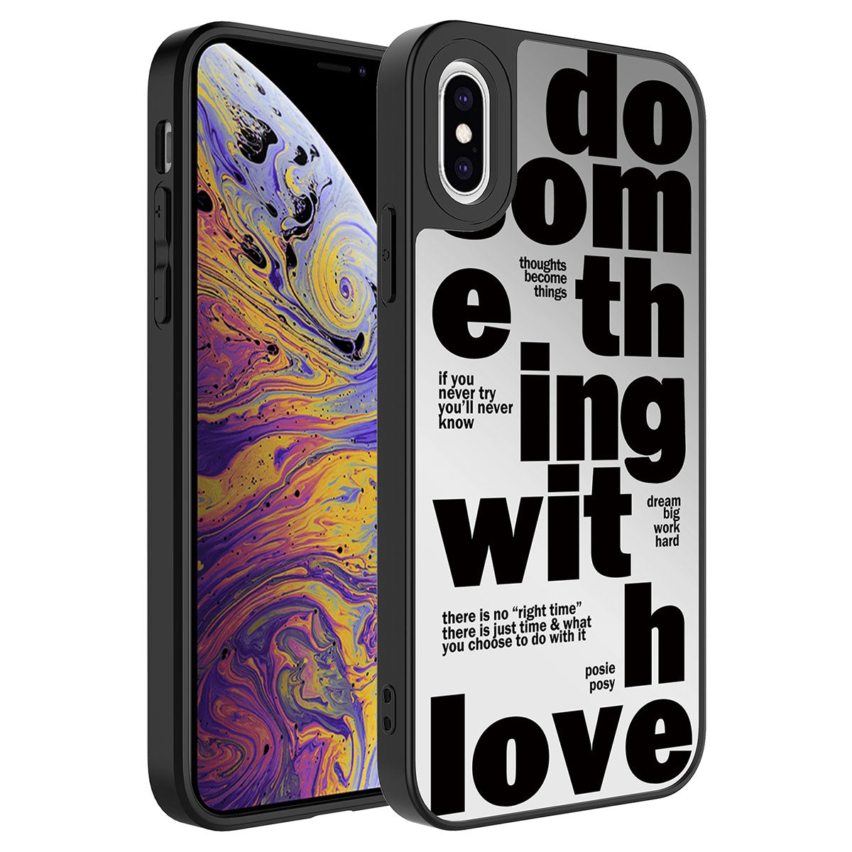 Apple iPhone XS 5.8 Case Mirrored Pattern Camera Protected Glossy Zore Mirror Cover