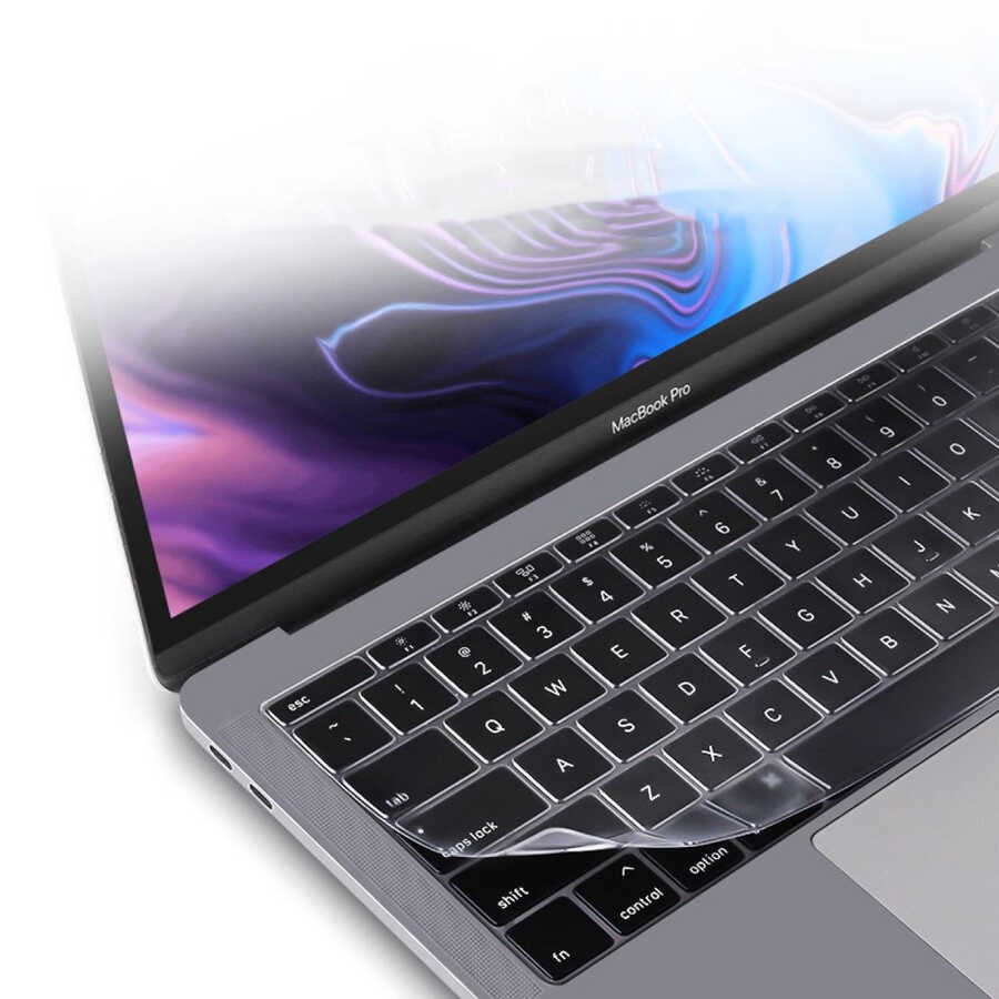 Apple Macbook 16' Touch Bar A2141 Zore Klavye Koruyucu Şeffaf Silikon Ped