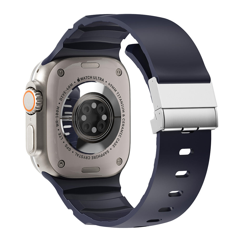 Apple Watch 10 46mm Zore KRD-145 Metal Tokalı Silikon Kordon
