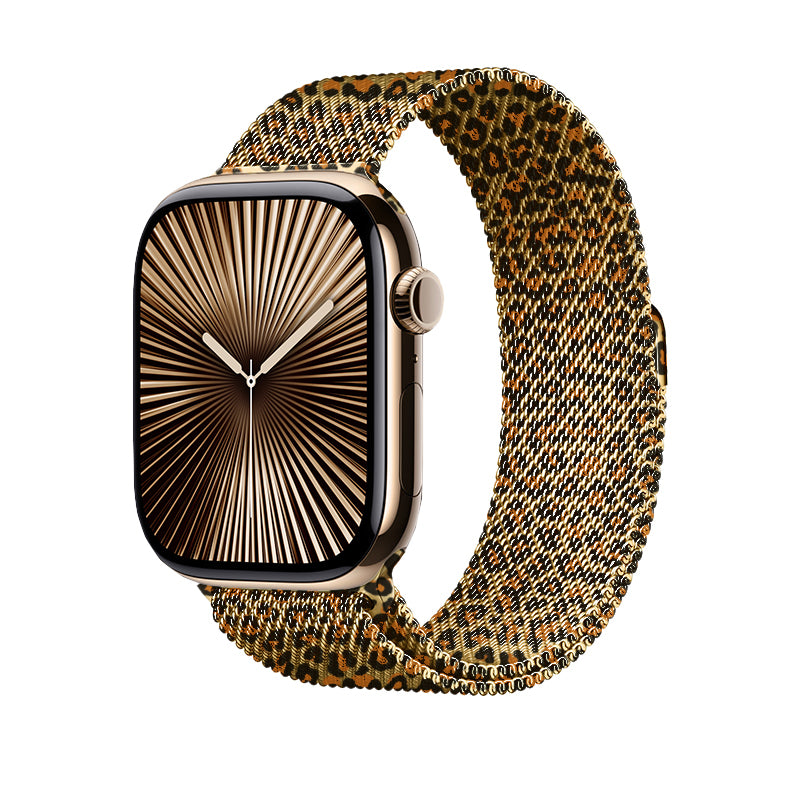 Apple Watch 38mm Zore KRD-01 Leopar Desenli Metal Kordon