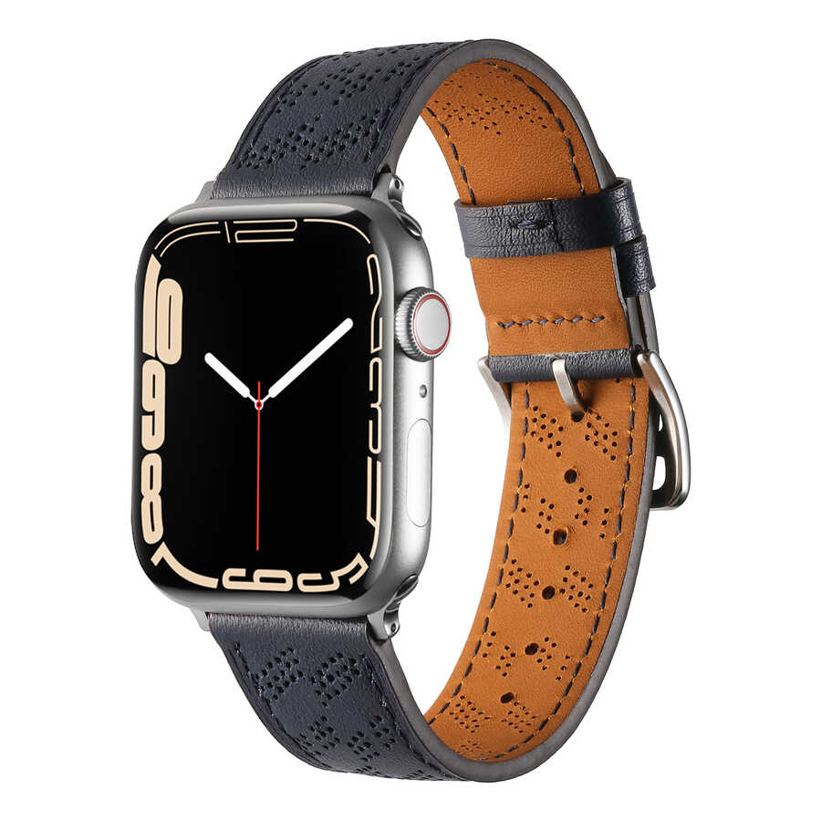 ​​​Apple Watch 44mm KRD-76 PU Deri Kordon Strap Kayış