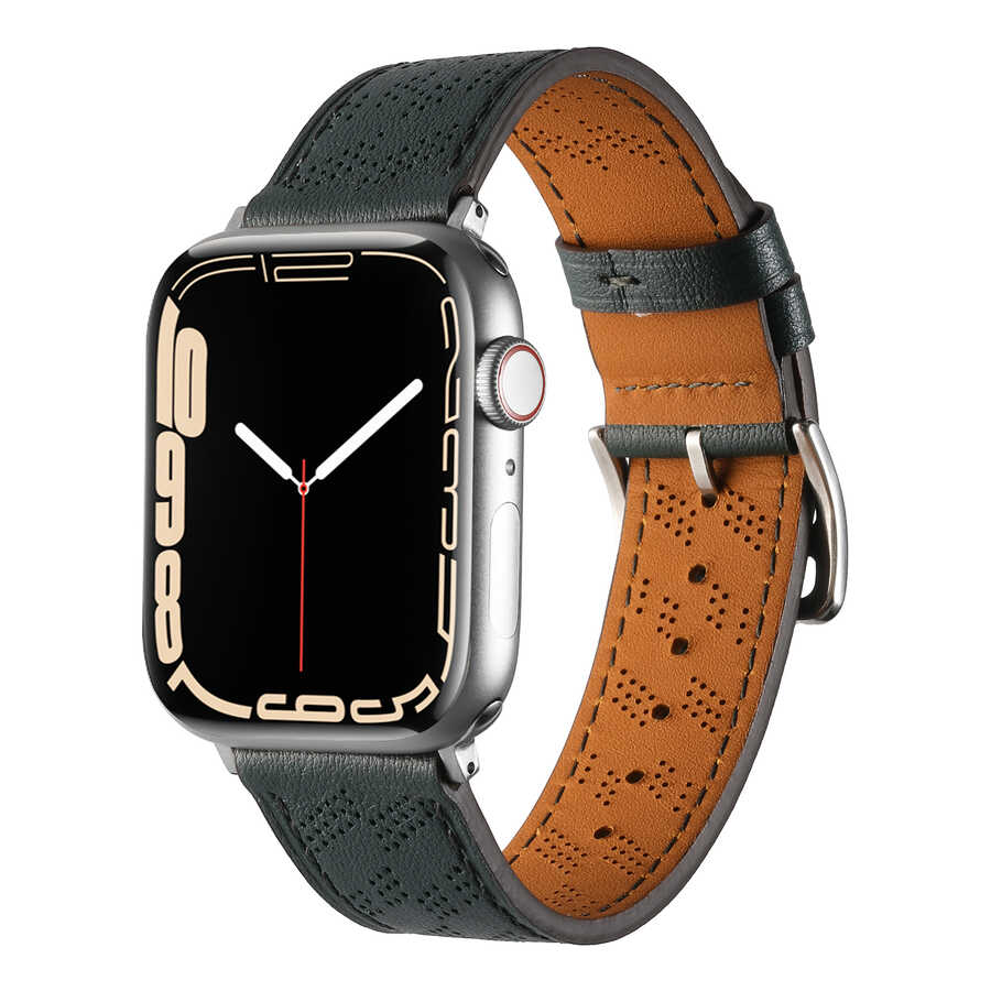 ​​​Apple Watch 44mm KRD-76 PU Deri Kordon Strap Kayış