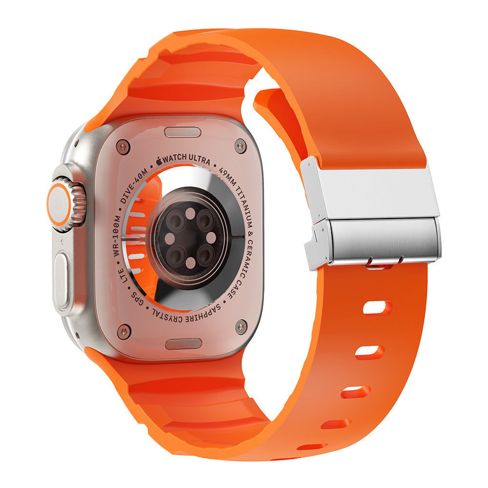 Apple Watch 44mm Zore KRD-145 Metal Tokalı Silikon Kordon