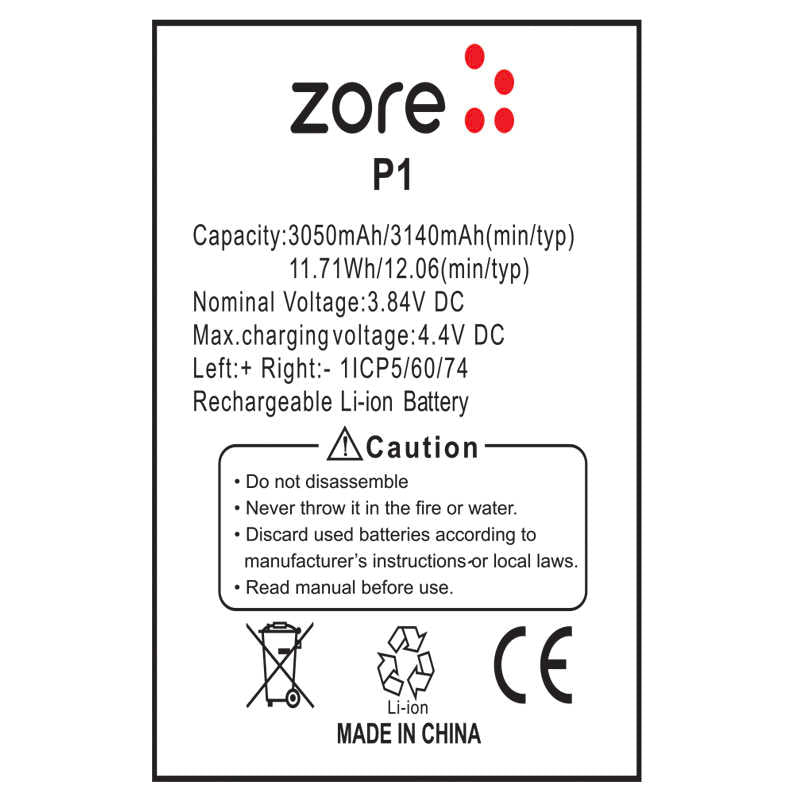 Casper Via P1 Zore Completely Original Battery