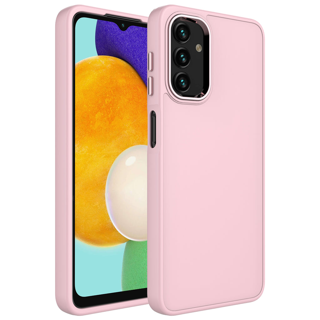Galaxy A04 Kılıf Metal Çerçeve ve Buton Tasarımlı Silikon Zore Luna Kapak