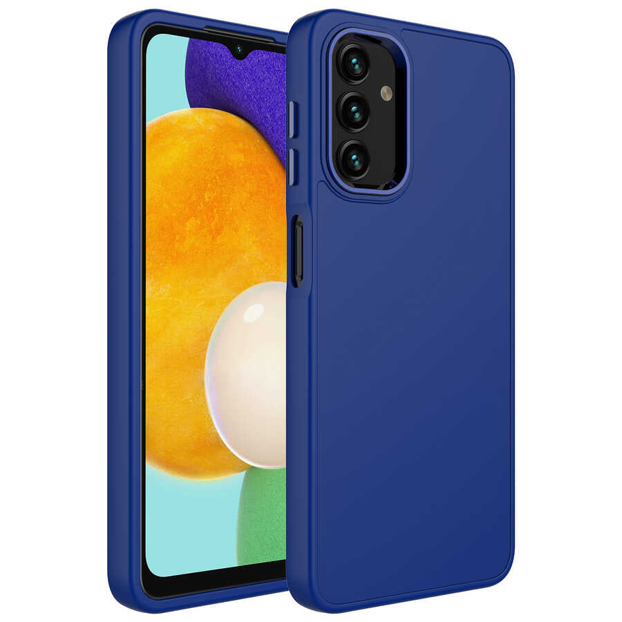 Galaxy A13 4G Kılıf Metal Çerçeve ve Buton Tasarımlı Silikon Zore Luna Kapak