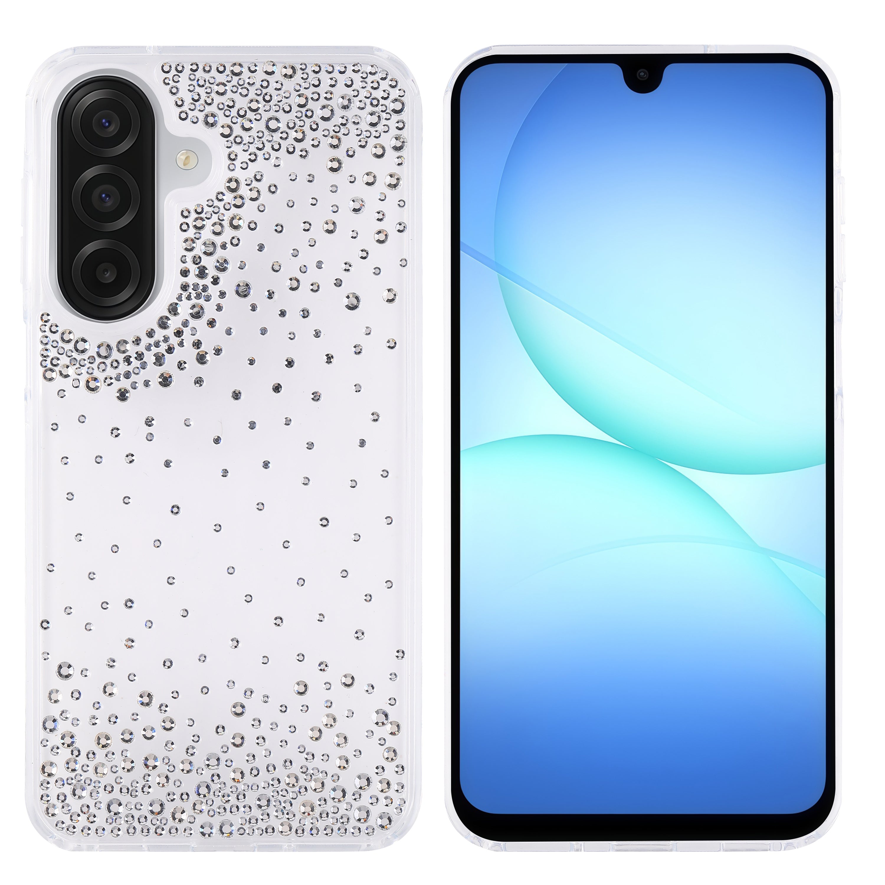 Galaxy A17 Kılıf Airbag Tasarımlı Damla Taşlı Şeffaf Zore Pera Silikon Kapak