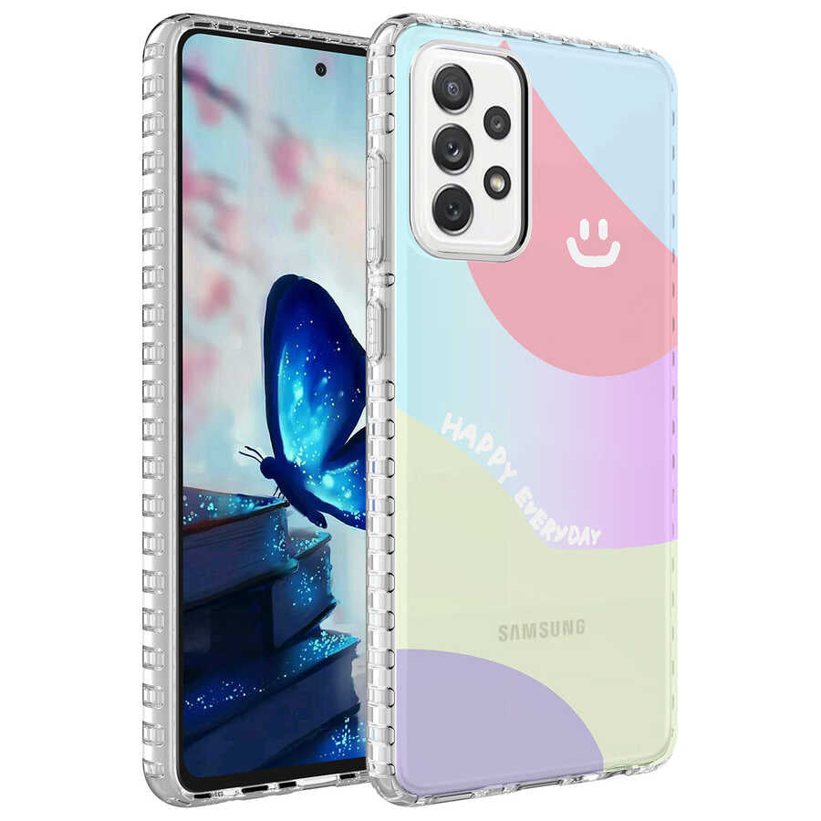 Galaxy A33 5G Kılıf Airbag Kenarlı Renkli Desenli Silikon Zore Elegans Kapak